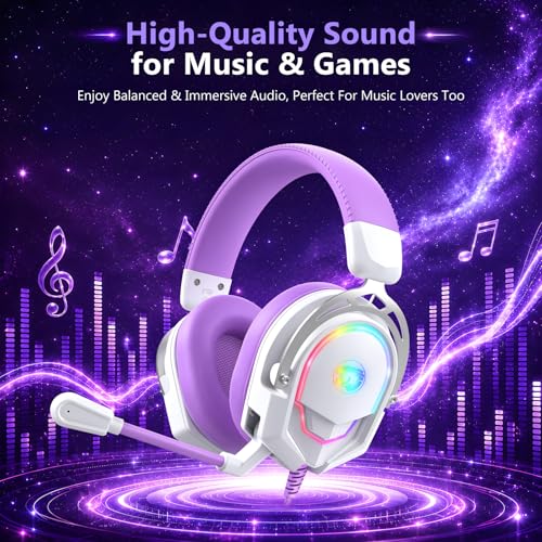 Image of K98 Wired RGB Gaming Headset with Mic, Over Ear Gaming Headphones, 50mm Neodymium Drivers, Noise Isolating Microphone, Memory Foam Cushions, Aluminum Alloy Frame for PC, PS5, PS4, Xbox, Switch