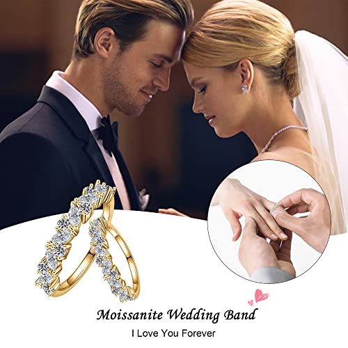 SMILEST Moissanite Wedding Band for Women, Marquise and Round D Color VVS1 Clarity Lab Created Moissanite Band 14K White Yellow Rose Gold Vermeil Vintage Cluster Moissanite Anniversary Band for Women3