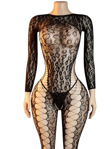 ADSEXY Sexy Lingerie For Women Black Sheer High Elasticity Bodystocking Bodysuit For Women One Size Black Q