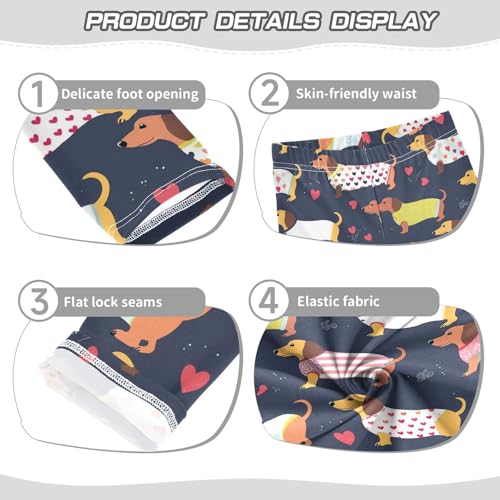 Wusikd Cute Long Dachshunds Girls' Leggings Toddler Doodles Kids Yoga Pants Dance Active Tights 4T3