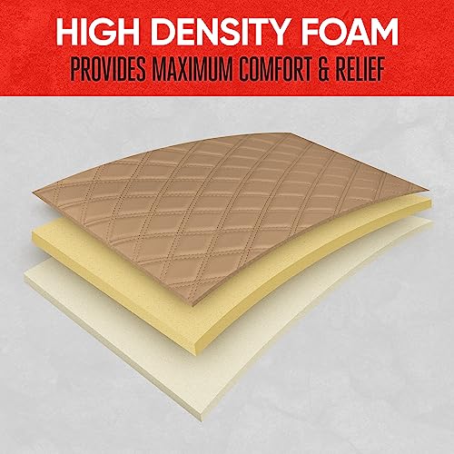 Image of Motor Trend Car Seat Cushion, 2 Pack - Diamond Stitched Faux Leather Seat Covers for Cars Trucks SUV, Beige Padded Car Seat Covers with Storage Pockets, Premium Automotive Seat Covers for Front Seats