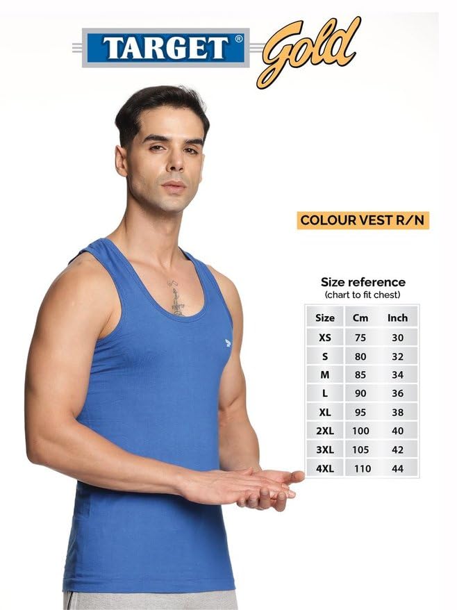 Image of Target Gold Men's Vest - 100% Cotton, Comfortable, Color Baniyan for Men(Pack of 4)(Color May Vary)