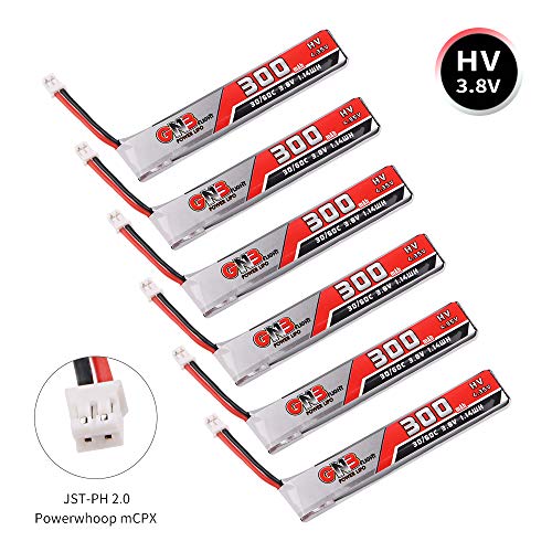 Gaoneng 6pcs 300mAh HV 1S Lipo Battery FPV Battery 30C 3.8V with JST-PH