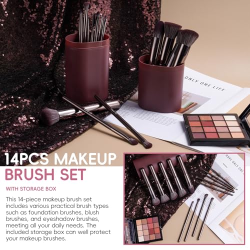 Image of BS-MALL 14 Pcs Professional Makeup Brushes Set with Travel-friendly Case - Perfect for Eyeshadow Brush & Foundation Brush for Liquid Makeup - Gift for Daily Use & Multi Purpose Application