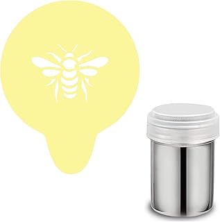 Bee Stencil. Yellow Acrylic Reusable Coffee Cappuccino Cocktail Cupcake Hot Chocolate Cake Art Stencil (Stencil & Shaker set)