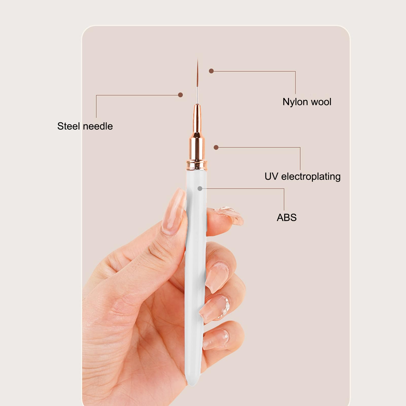 5 Piece Liner Brush Set Fine Tip Nail Art Drawing Tools for Gel Polish Manicure Painting Salon or — view 4