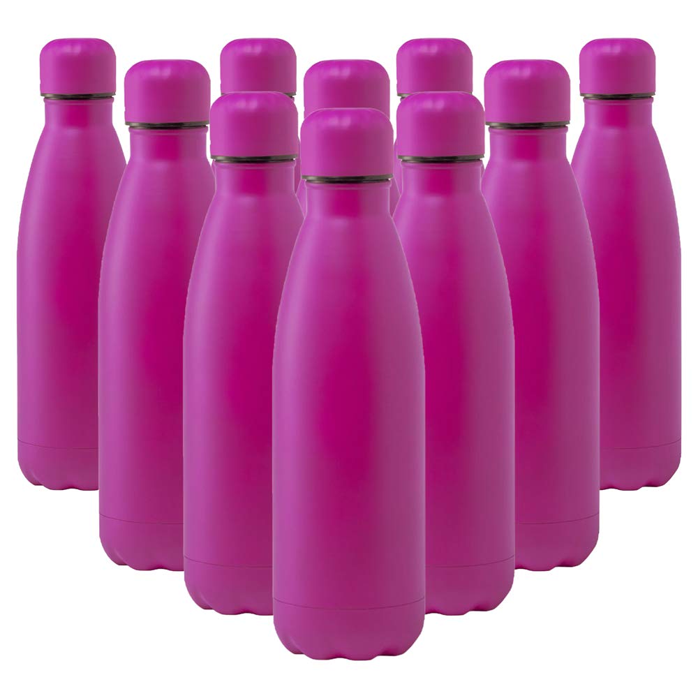 eBuyGB Metal Water Bottle 790ml Stainless Steel Leakproof Drinks Bottle Reusable BPA Free Matt Water Bottles - Travel Cup for School, Gym, Outdoor, Yoga & Sports - Pink (Pack of 10) โ image 1