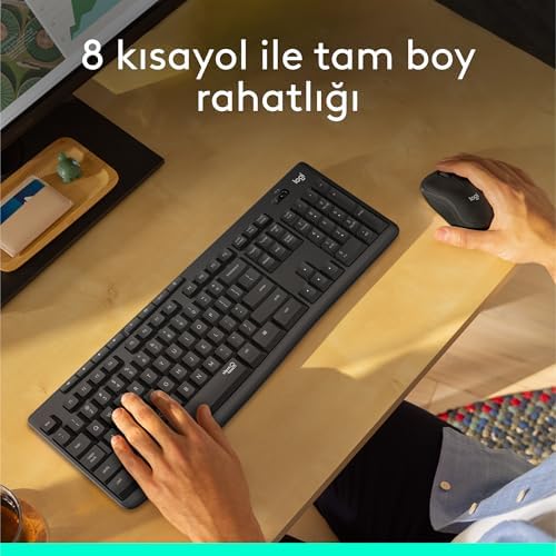 Logitech MK295 Kablosuz Sessiz Klavye Mouse Seti, SilentTouch Teknolojisi, Gelişmiş Optik İzleme, Sıvı Dökülmesine Dayanıklı, 10 m Kullanım Mesafesi, Türkçe Q Klavye, Siyah - Görsel 4