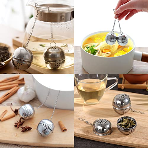 Colador De Té Esférico De Acero Inoxidable Colador de té con Gancho y Cadena Paquete de 5 Filtros de té de Acero… - Imagen 8