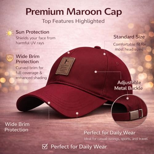 Image of Baseball Cap for Men Original Adjustable Unisex Cap, Mens Caps Stylish, All Sports Type Caps or Hats, Free Size, UV Protection, Sports Cap for Men's, Outdoor Casual Wear (Pack of 1)
