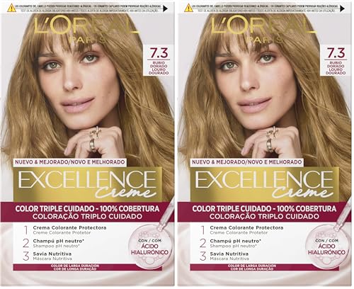 L´ORÉAL PARIS Excellence Creme Tinte Permanente - Tono 7.3 Rubio Dorado (Paquete de 2)