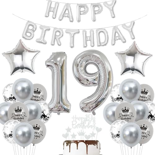 Décoration Anniversaire 19 Ans - Ballons Argent pour Fête Garçon et Fille - Déco Célébration