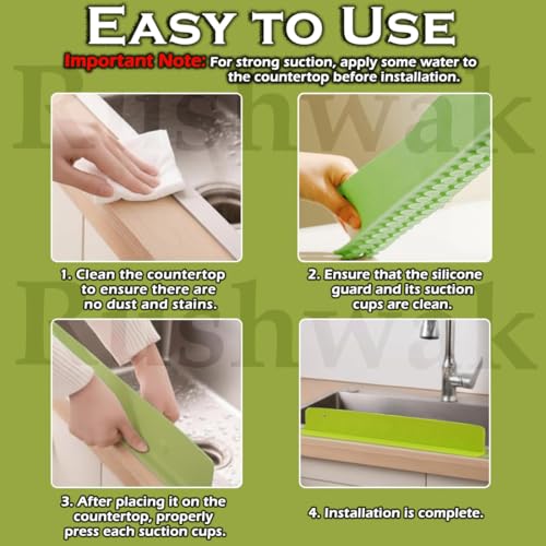 Image of Rushwak 1PCS X 48CM Silicone Sink Splash Guard in Kitchen Sink Water Splash Guard with Strong Suction Cups Waterproof Countertop & Stove Protector Flexible Anti Splash Baffle for Kitchen & Bathroom