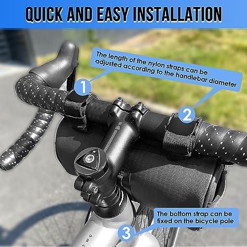 Image of WOTOW Bike Handlebar Bag Waterproof - Bicycle Handlebar Bag with Large Reflective Area & Strips, Bike Front Pouch with Waterproof Zipper Shoulder Strap Removable Straps for Cycling (Cuboid, 2.7L)