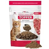 iHeartCats Nutrition Boost Beef Cat Food Topper & Seasoning - Tasty Freeze Dried Beef with Probiotics, Collagen, Salmon Oil, Blueberries & Carrots - 5 oz