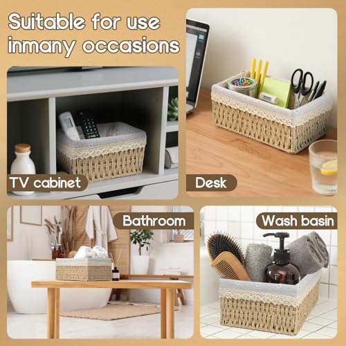 Aufbewahrungskorb Korb Spielzeug Aufbewahrung Badezimmer Körbchen Geflochten Wickeltisch Organizer Körbchen Kinderzimmer Boxen Basket Kleiner Korb 3er Set aus Gewebtem Recyclebarem