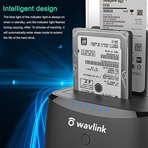 Wavlink Usb 3.0 To Sata I/Ii/Iii Dual Bay External Hard Drive Docking Station,Tool-Free External Hard Drive Dock For 2.5/3.5 Inch Hdd/Ssd,Support Offline Clone,2X16Tb With 12V/3A Power Adapter #TOP3