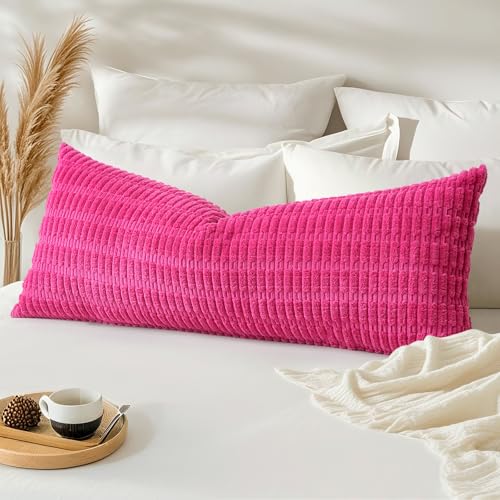 Houssse de coussin lombaire super doux rose vif à rayures style bohème chic - 3