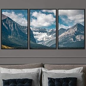 signwin 3 Piece Framed Canvas Wall Art Mountain...