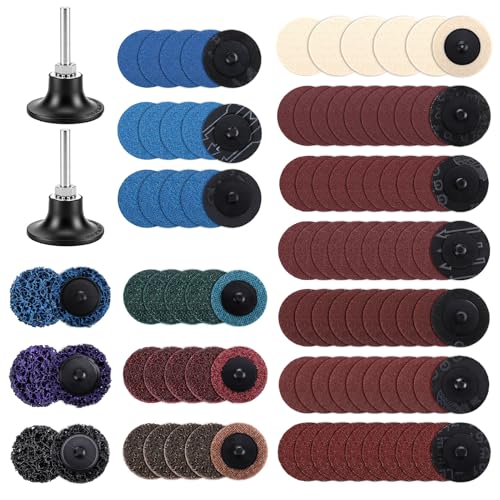 Yosoo Health Gear 104Pcs Schnellwechsel Schleifscheiben Set, 50mm CSD-Scheiben Schleifscheiben Schleifwerkzeug Set mit 1/4 Halter für Oberflächen Polieren, Entgraten, Schleifen, Entrosten