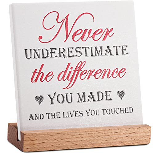 Happy Retirement Appreciation Gifts For Women, Boss Lady Gifts For Women, Office Plaque Sign Gift For Colleagues Coworkers- Never Underestimate The Difference You Made And The Lives You Touched #TOP20