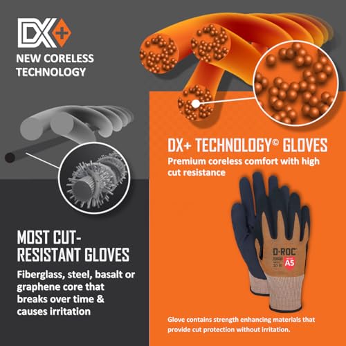Image of MAGID D-ROC ANSI A5 DX+ Technology VersaTek Grip Work Gloves, 1 Pair, Size 9 /Large, DXPG53