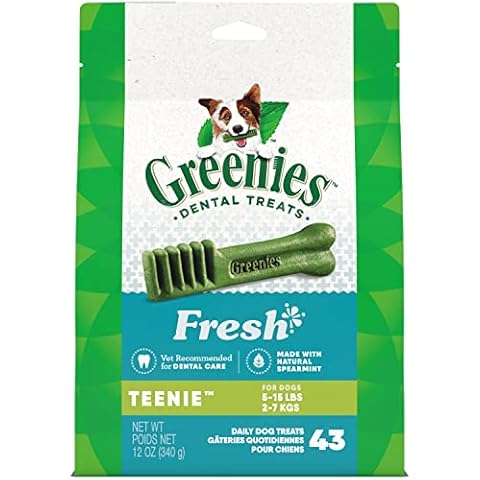 Greenies TEENIE Natural Dental Care Dog Treats Mint Fresh Flavor, 12 oz. Pack (43 Treats) Cover