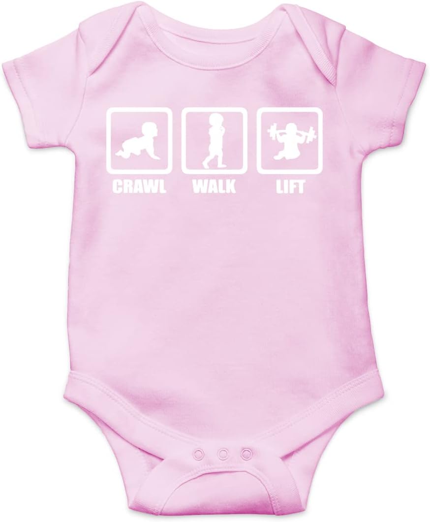 AW Fashions Crawl, Walk, Lift Baby Bodysuit Funny Cute Infant Newborn Announcement Outfit Unisex Girls Boy
