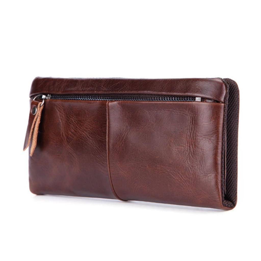 Portefeuille en cuir véritable rouge chic compagnon rétro en peau de vache