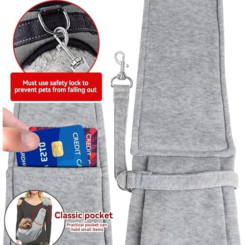 RNXSIB Tragetuch Hund, Verstellbarer Tragegurt, Hundetragetasche, Hunde Tasche, Haustiere Bis 7.5 kg, Grau, Fr Kleine Hunde, Spaziergnge, Parkbesuche, Tierklinikbesuche, ffentliche Verkehrsmittel