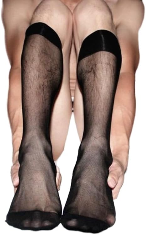 Sexy Mens Sheer Business Suit Formal Thin Breathable Socks Over the Calf Stocking - Image 2