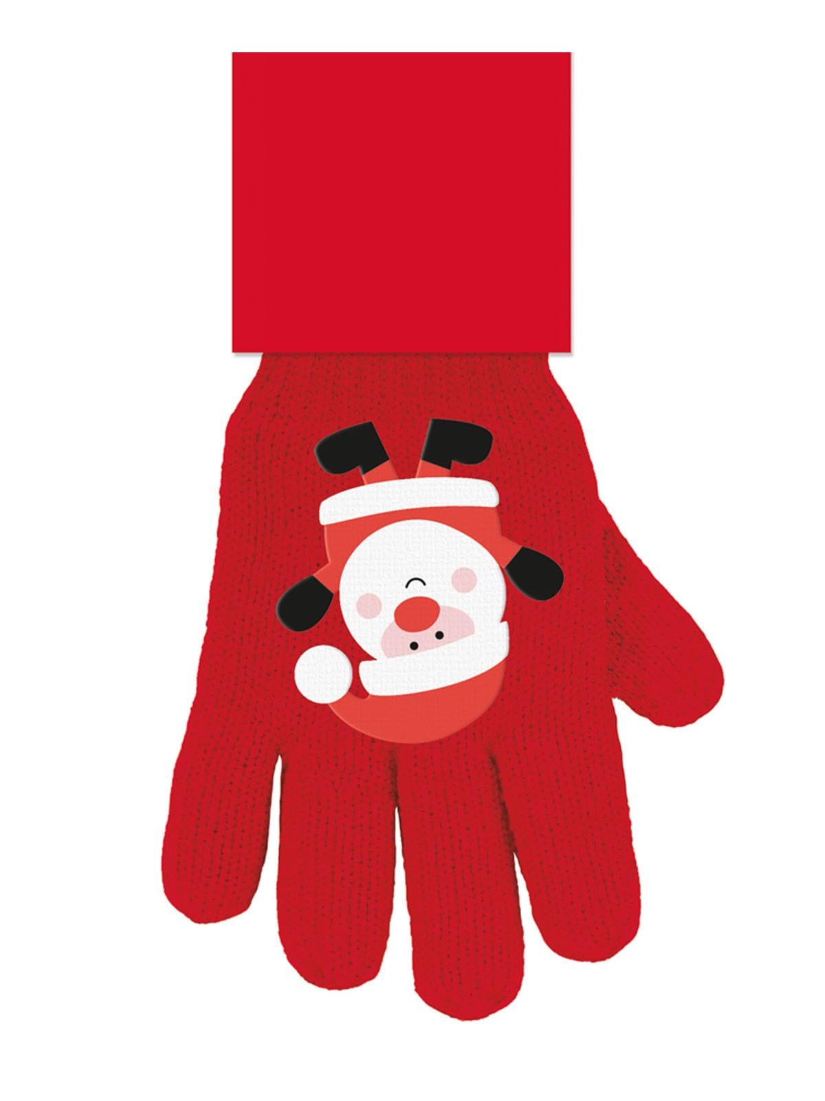 Childrens Novelty Christmas Gloves Red Festive Santa Design Onesize Kids Gift Xmas