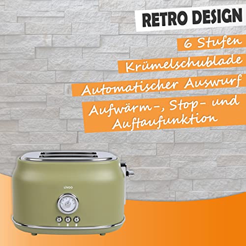 Frühstücksset Toaster Wasserkocher Retro - Wasserkessel Elektrisch Grün 1,7 Liter 2200 Watt - 2 Scheiben Toaster… – Bild 4