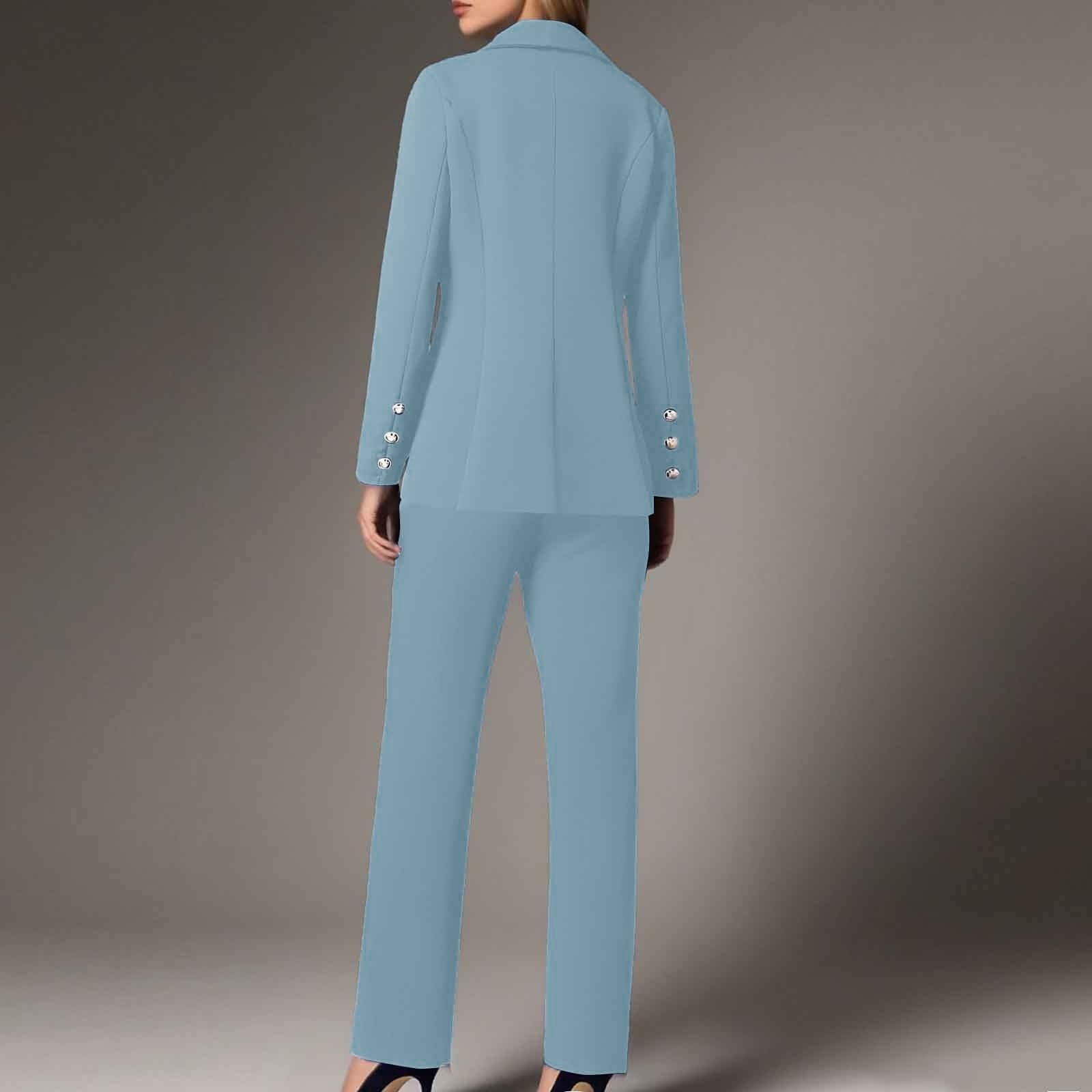 Conjunto de mujer elegante y formal curvilíneo completo Blazer Business de color liso ligero chaquetas y pantalones a la moda bodas y fiestas Tailleur Outfits trabajo oficina manga larga mono de
