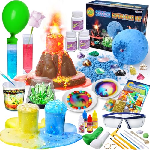 PATIFEED 50+ Esperimenti Scientifici per Bambini, Piccolo Chimico, Scienziati-kit Esperimenti di Scienza, Gioco Scientifico Bambini, Laboratorio di Chimica, Vulcano