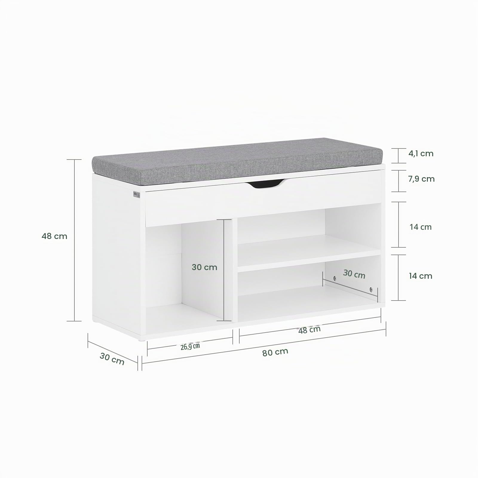 SoBuy Schuhbank mit Sitzfläche & 3 Fächern 80x46x30cm für Flur