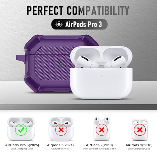 Image of Compatible with Airpods Pro 3 Case(2025),for Airpods Pro 3rd Generation Cases Cover with Keychain Cleaner Kit Soft Silicone Shockproof Cover for Women Men
