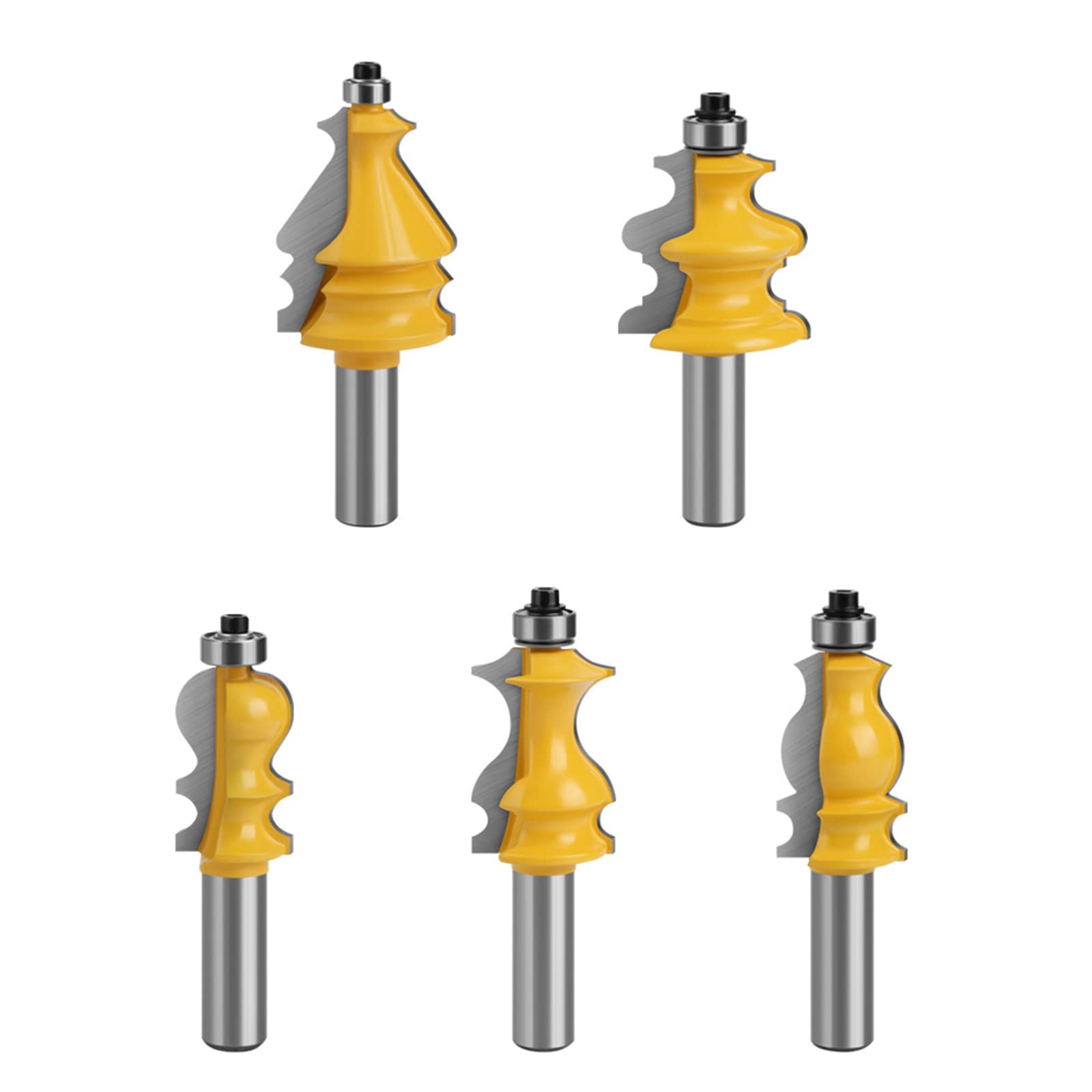 Juego de 5 brocas de enrutador de 1/2 pulgada, vástago de 12 mm, 12,7 mm, broca de fresado de ranura recta para madera, PVC, molde de fibra, placa de circuito duro