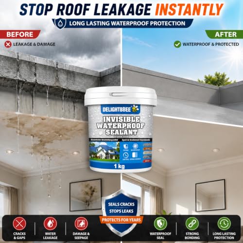 Image of 1Kg Waterproof Glue for Leakage Strong & Transparent Water Proof Glue Plus Brush Epoxy Resin for Water Proofing for Indoor & Outdoor Crack Seal Agent Roof Water Leakage Adhesive Sealant