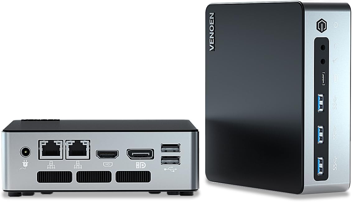 VENOEN NUC Mini PC Core i7 1360P Business Mini PC W11 Pro, 32G DDR5 1TB NVME SSD Mini Office PC 4K HTPC, HD/DP/USB-C Triple Display, 2 LAN/WiFi 6/BT 5.2/Auto Power On/Wake On LAN