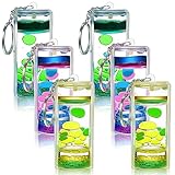 Equsion 6 Pcs Liquid Keychains Motion Bubbler Sensory Toys Liquid Timers End of Year Student Gifts (Bright Color)