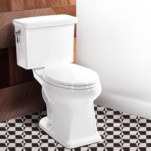 Alphabath 17“ Comfort Height Toilet with Soft close seat, Two piece Toilets for Bathroom, Nano Self-Cleaning Glaze, 1.27 GPF Powerful Single Flush, Easy to Clean & Install, ADA Height, 12' Rough-In