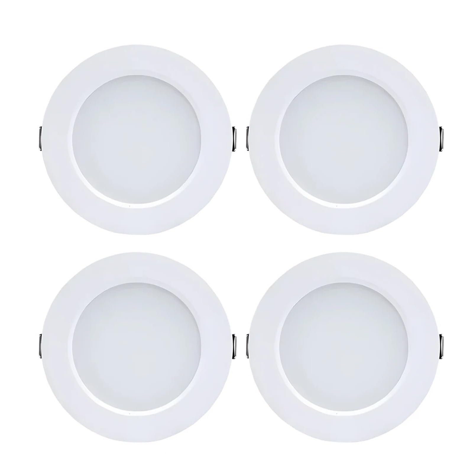 DC 12V 24V 36V RV samochód kempingowy Camper jacht lampa sufitowa LED typu Downlight 5W 9W 12W 15W 18W wpuszczany okrągły panel świetlny ciepły biały(White 6000K,4-PACK_DC 12-36V_12W (105-125MM HOLE))
