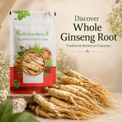 Image of Indian Jadi Booti Panax Ginseng Root for Instant Energy and Mental Sharpness - 100% Pure Whole Dried Ginseng for Stamina & Immunity - 10g