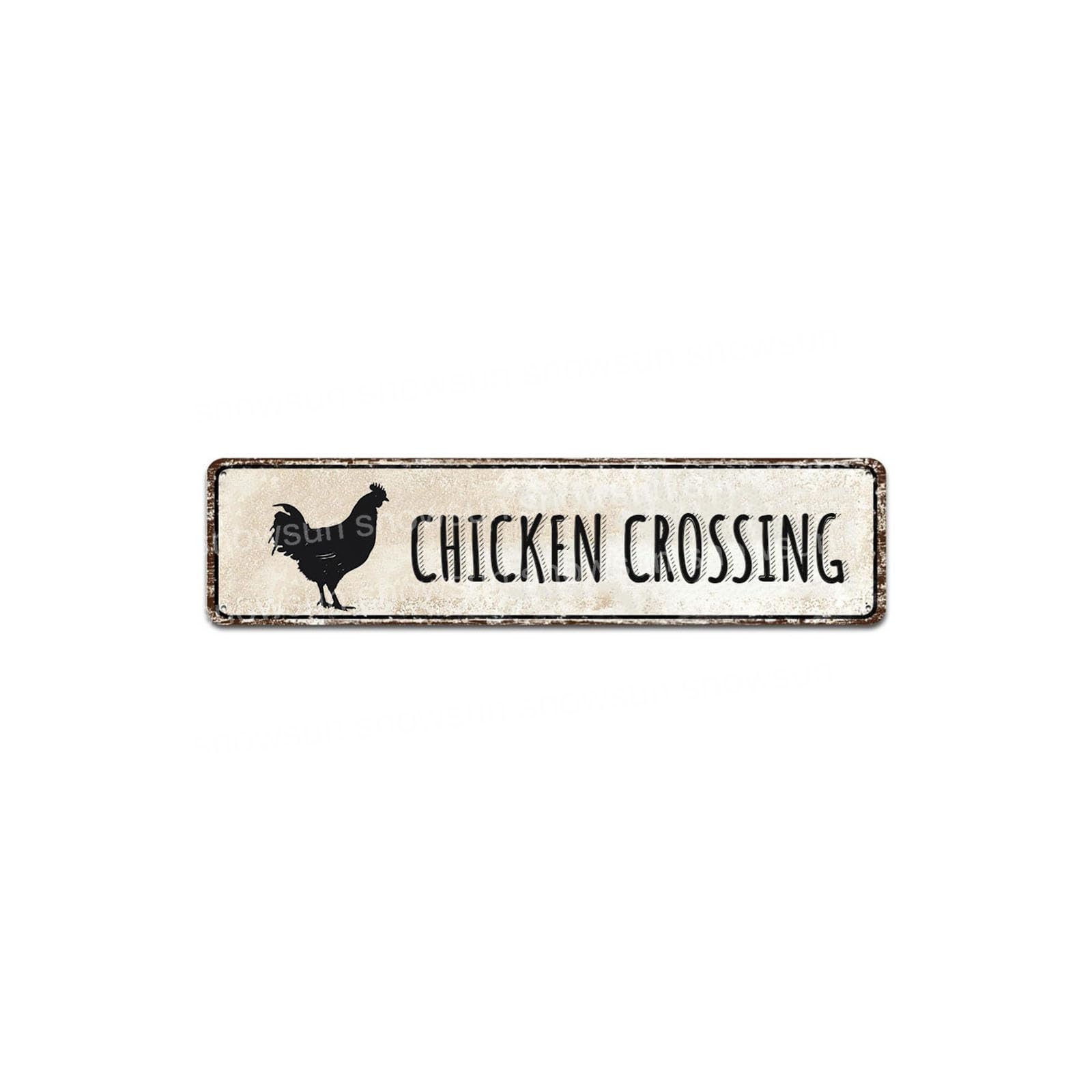 Chicken Crossing Vintage Metal Signs Retro Tin Sign For Home Bar Office Outdoor Garden Wall Decor 4x16 Inch