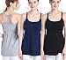 SUIEK 3PACK Nursing Top Tank Cami Maternity Shirt Sleep Bra For Breastfeeding (Medium, Black + Navy + Grey (3/Pack))