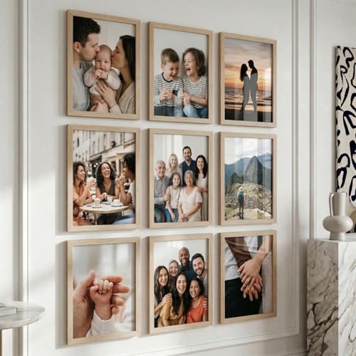 Image of HOTHOUSE Wooden Photo Frame for Wall Decor | Aesthetic Frame for Living Room & Office | Certificate Frame A4 Size | Photo Frame for Home Decoration | Set of 9 (BROWN, Pack of 9)