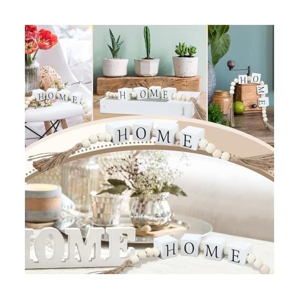   Wood-Letter-Block-Bead-Garland-with-Tassels-Home-Blessed-Farmhouse-Decorative-Beaded-Garland-Decor-for-Home-Living-Room-Coffee-Bar-Tabletop-Mantel-Shelf-Tiered-Tray-Decor-23-InchHome