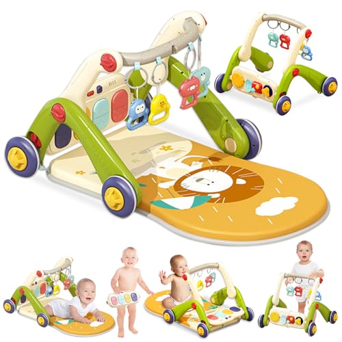 Image of SMYV Baby Play Mat Walker, Baby Multifunctional Activity Center with Kick and Play Piano Gym, Tummy Time Mat for 0-36 Months Infant Newborns Todders (Green)