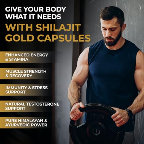 Image of The Body Reserve Shilajit Gold Capsules For Men Himalayan Shilajeet With 24 Carat Gold, Gokshura, Ashwagandha, Kali Musli & Other Herbs For Stamina, Muscle Growth & Energy Ayurvedic 60 Veg Capsules
